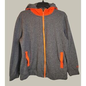 Layer 8 Hoodie Qwick-Dry Full Zip Athletic Sweatshirt Gray Neon Orange Medium M